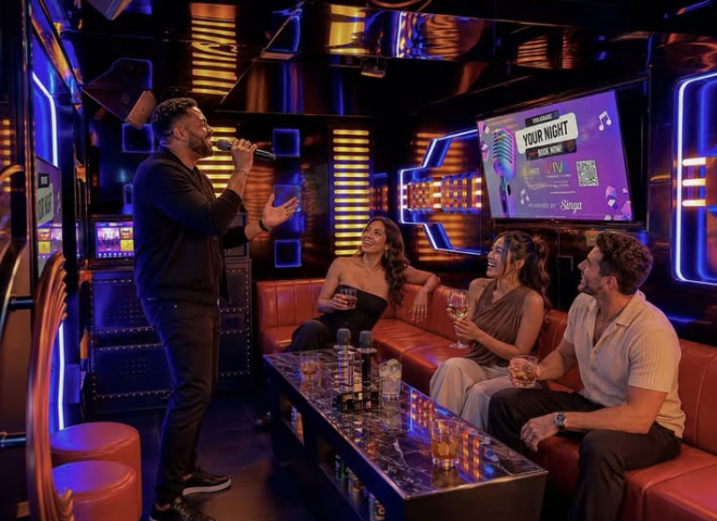 Team members sing their hearts out at Viva Karaoke Bar