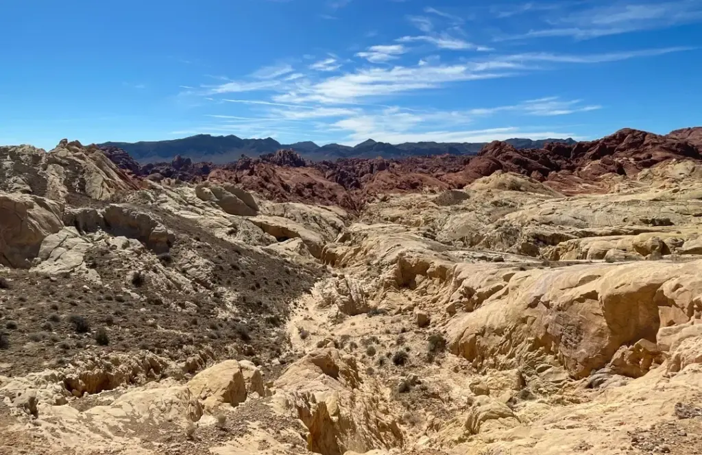 The trails at Valley of Fire National Park are scenic under a bright blue sky