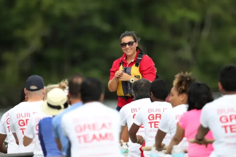 Team members learn how to row at Community Rowing