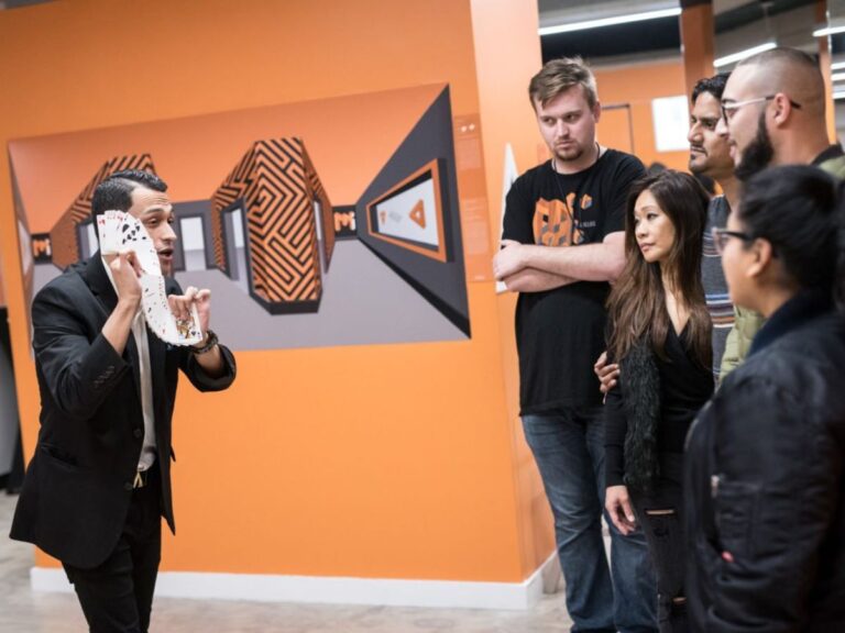 A magician shows of at The Museum of Illusions in Dallas