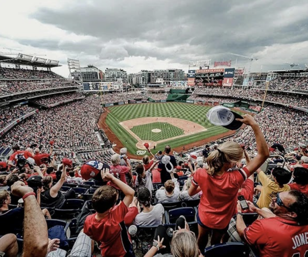 The Nationals stadium is full of cheering fans
