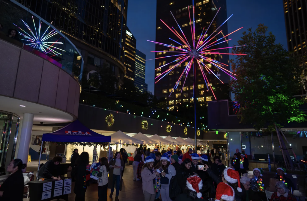 A fantastic light show entertains team members in Downtown LA