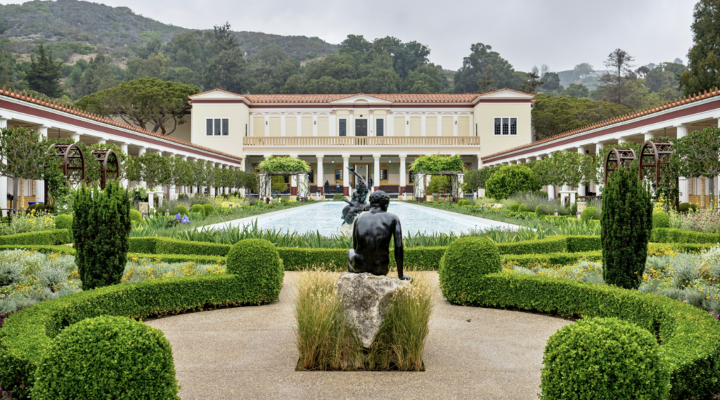 The sprawling lawns of the Getty Villa