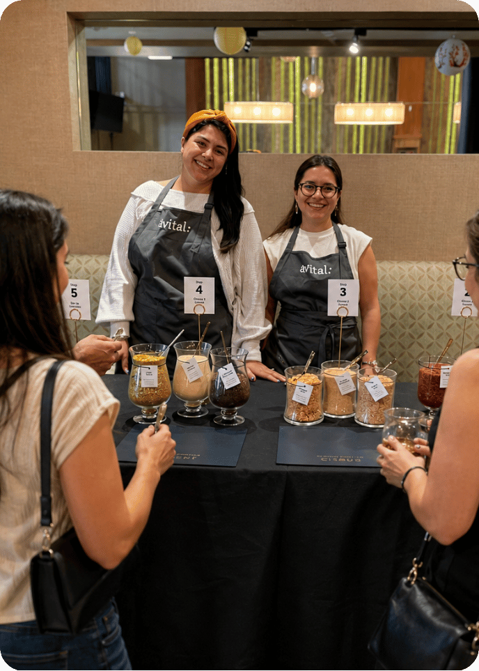 hosting at interactive foodie station during reception style event