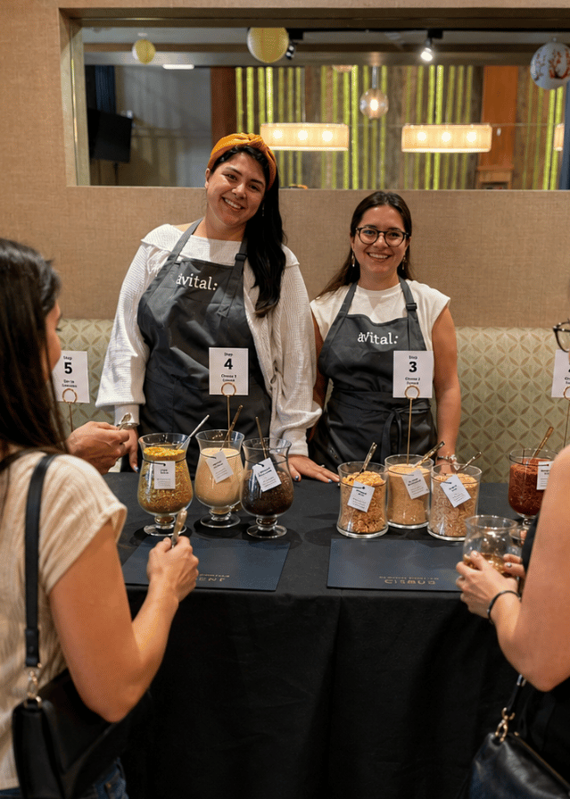 hosting at interactive foodie station during reception style event