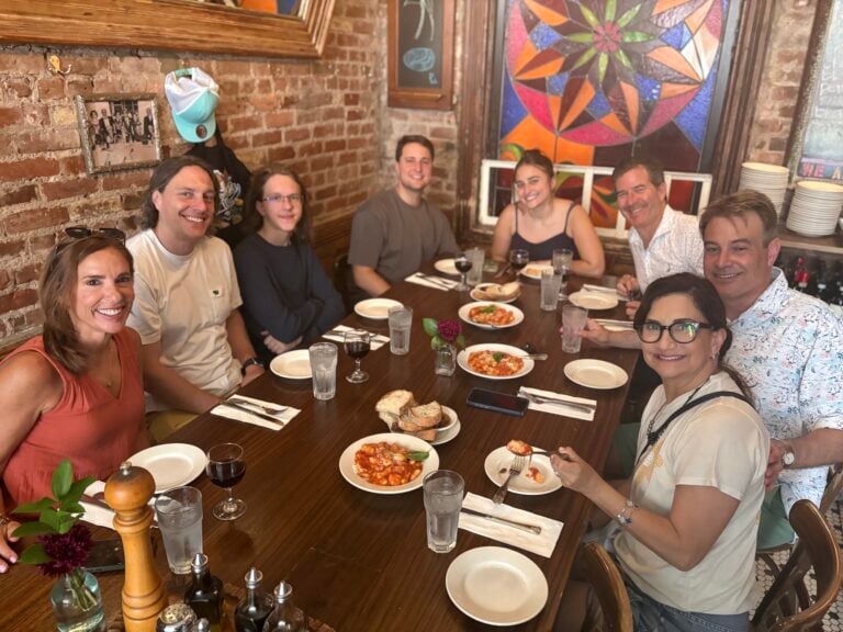 group eating during nyc team building food tour