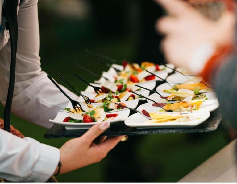 canapes being served during interactive mingling hour