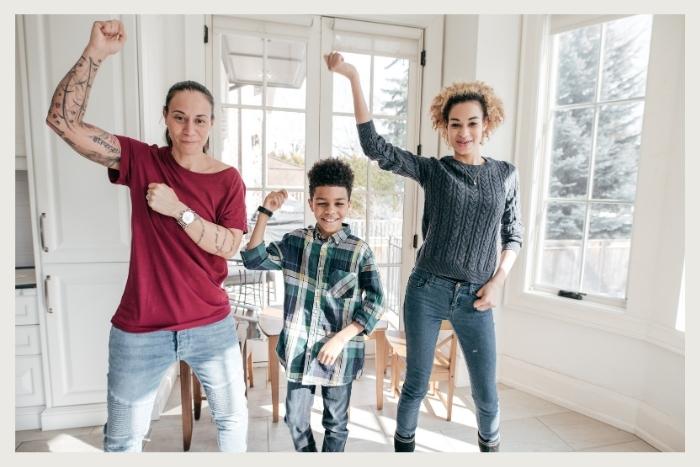 family doing improv during unique virtual events