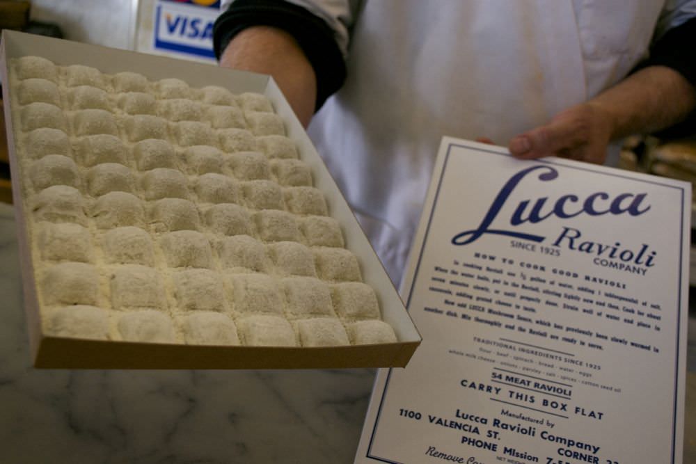 pumpkin ravioli from lucca deli in San Francisco